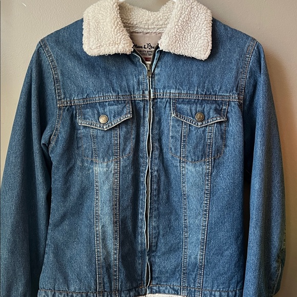 Steve & Barry's Jackets & Blazers - Vintage Steve & Barrys Denim Zip Trucker Jacket Sherpa Trim Lined